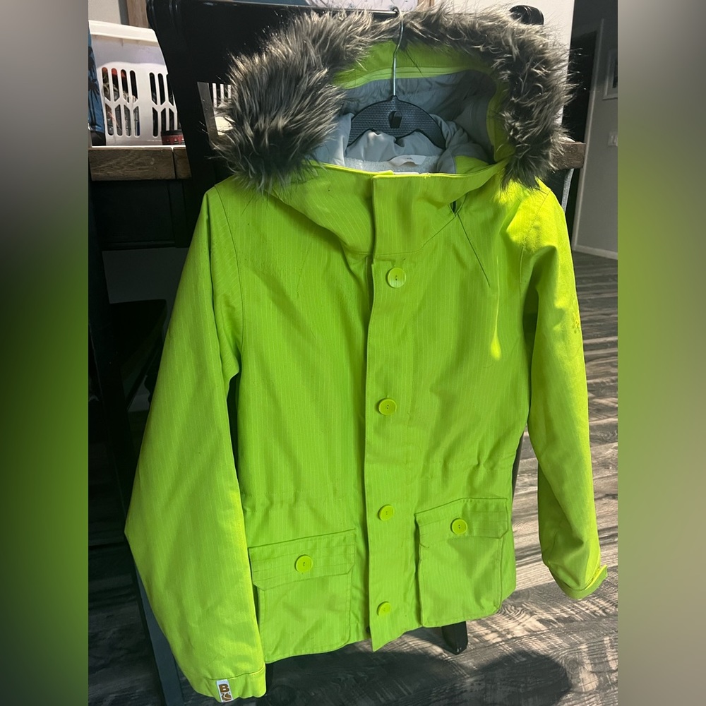 Lime green Bonfire Snowboard jacket XS
